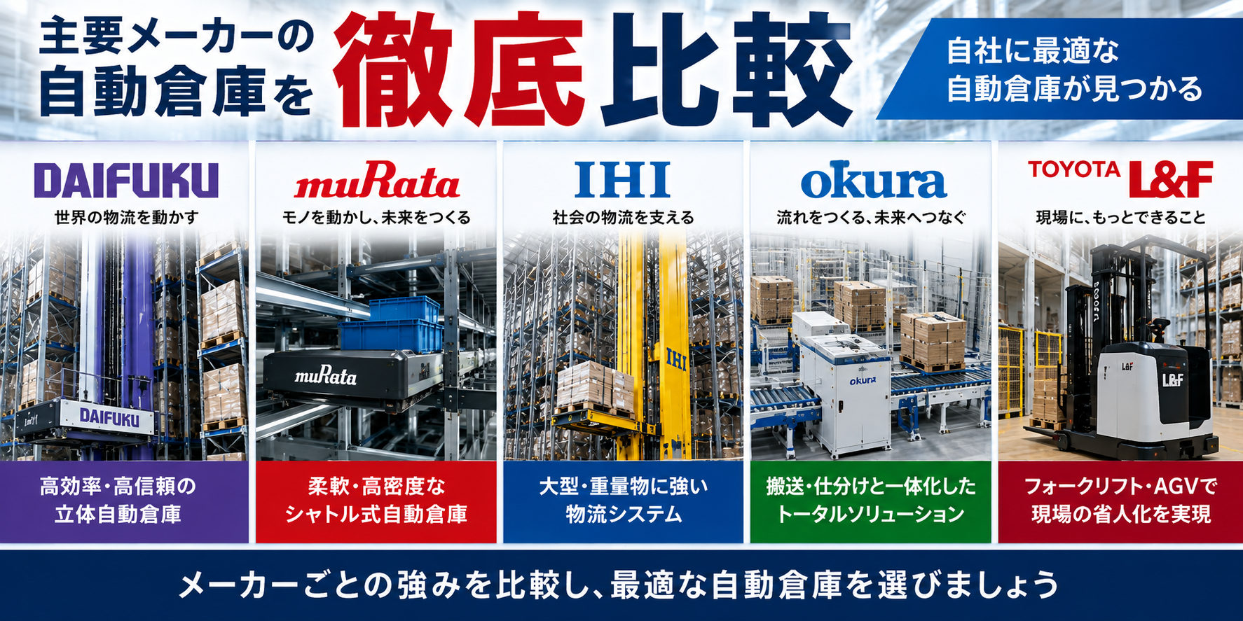自動倉庫の主要メーカー比較